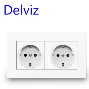 Tabón USB estándar de Delviz Eu, salida doble, panel de potencia de calidad 16A AC 110 ~ 250V 146 mm * 86 mm, salida de alimentación USB de pared de doble marco