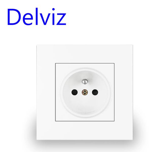 Interrupteur d'éclairage standard Delviz French, 1 gang 1way / 2way Switch Corridor Switch, blanc avec panneau d'interrupteur, socket USB de puissance murale 16A