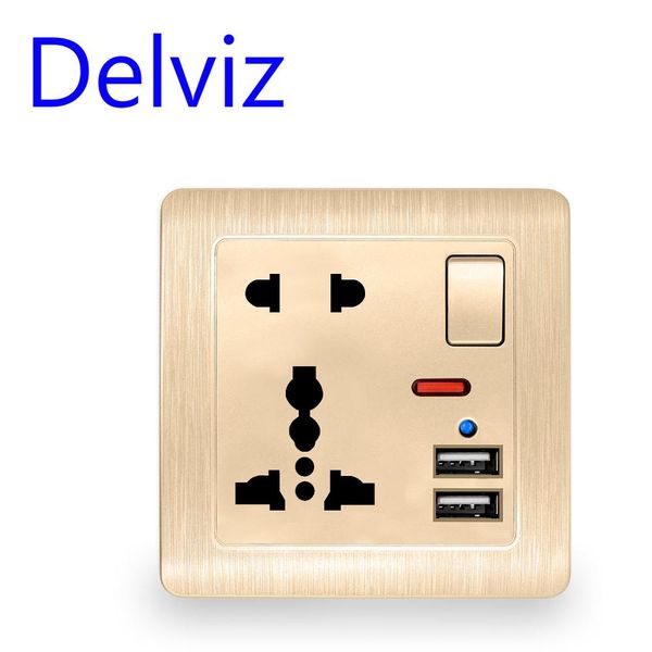 Outlet USB estándar de Delviz UK, puerto de cargador USB dual, toma eléctrica Global Universal 13A, Control de interruptor USB Pared Socket