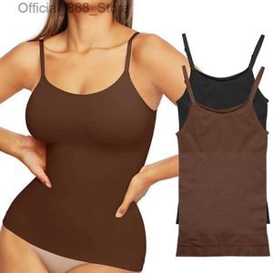 Dem0 réservoirs pour femmes camis scoop compression compression cami ventre et taille de contrôle du corps Shapewear Camisole Tops d'été noir