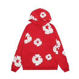 demin tranen hoodie Flower Puff Gedrukt Fashion Hoodie De Katoenen Krans Sweatshirt Unisex Oversized Design Hoody Hip Hop Capuchon 230810