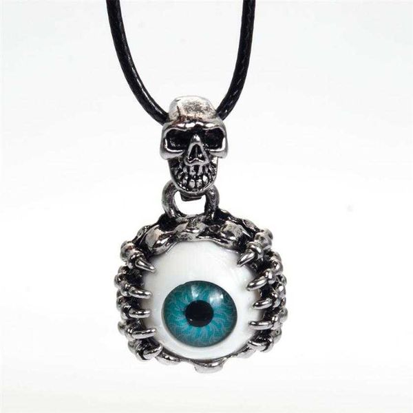 Démon New Evil Eye Colliers Pendentifs Punk Crâne Pendentif Hommes Collier Personnalisé Vintage Resident Evil Eye Collares266h