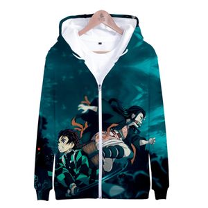 Demon Slayer Anime 3D Impreso Sudaderas Kimetsu No Yaiba Cremallera Con Capucha Chaqueta Mujer Hombre Tomioka Giyuu Cosplay Traje Sudadera Y0319