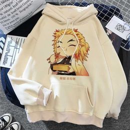 Démon Slayer Anime Harajuku Hoodies Femmes Rengoku Kyoujurou Vêtements Esthétique Kimetsu No Yaiba Mugen Train Sweat 220210