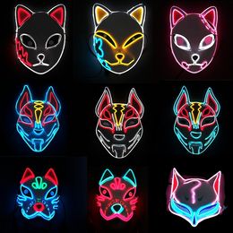 Demon Slayer gloeiende el draadmasker kimetsu no yaiba -personages cosplay kostuumaccessoires Japanse anime fox Halloween led masker F0819