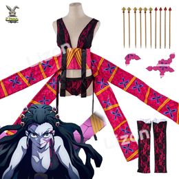 Costume de tueur de démons Kimetsu No Yaiba Daki, perruques, uniforme de combat d'halloween pour femmes, tenues de Cosplay Sexy