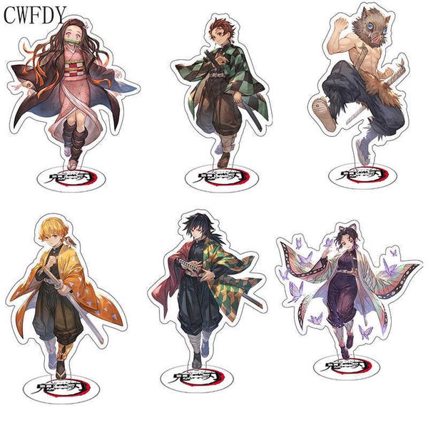 Llavero Demon Slayer Kimetsu No Yaiba Tanjirou Nezuko Zenitsu Kanawo Giyuu Shinobu Soporte acrílico Hoja de fantasma Chaveio Joyería G1019