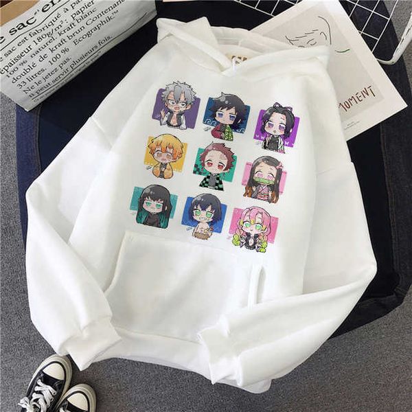 Demonio Slayer Kimetsu No Yaiba Hombres / Mujeres Sudaderas con capucha Anime Unisex Harajuku Aesthetic 90s Sudadera Ulzzang Graphic Casual Male Hood H0909