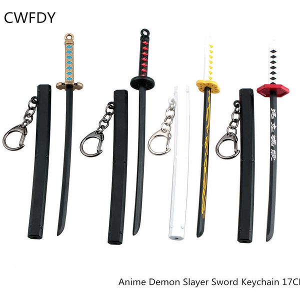 Demon Slayer Sword Porte-clés Japon Anime Demon Slayer Kimetsu no Yaiba Dessin animé Kamado Tanjirou Lame d'armes fantômes Accessoires Cadeau G1019