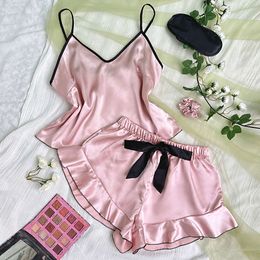 Denilyn sexy sling jurk inrichting dames zomer mode tanktop shorts set huis ijs zijden pyjama's F51526