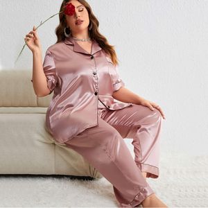 Denilyn zomer nieuwe mode casual tweedelig set plus size losse broek pyjama's dunne huiskleding f51550