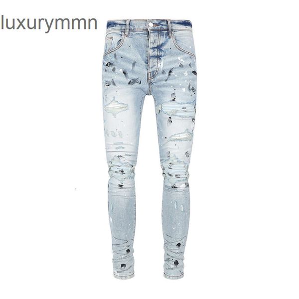 Denim Amiryes Jeans Designer Pantalon Homme Jean Homme Nouveau Cassé Pointillé Bleu Tendance De La Mode Hommes WA8G