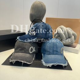 Denim Baseball Cap Designer Diamond Letter Hoed voor vrouwen gescheurde run hoed dagelijkse vrije tijd sportkap