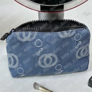 Sac de maquillage de créateur pour Lady Denim Wash, trousse à cosmétiques pour femmes, pochette à fermeture éclair, sacs de maquillage brodés, porte-monnaie de toilette de luxe de voyage