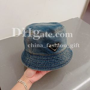 Chapeau de seau en denim hommes femmes designer triangle chapeau de luxe cowboy lavé chapeau de seau simple chapeau de soleil décontracté