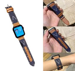 Denim canvas echte lederen horlogebanden voor Apple Watch -band 38 mm 40 mm 41 mm 42 mm 44 mm 45 mm 49 mm Iwatch 3 4 5 SE 6 7 -serie band 8870276