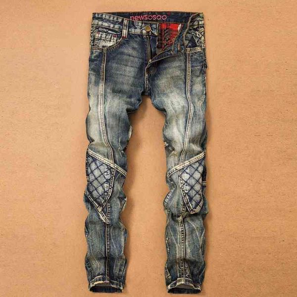 Denim Casual Ripped HIP HOP Jeans Hommes Avec Des Trous Super Maigre Célèbre Jean Rayé Biker Trouers Drop 210622