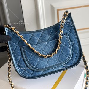 Denim crossbody tas ontwerper hobo handtas 10a spiegels originele kalfsleer schoudertas met doos c412