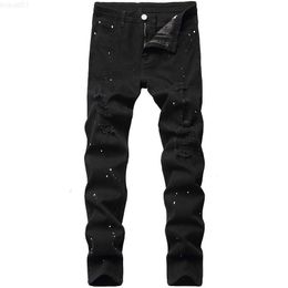 Denim Design Fashion Lacquer Foot Pantalones casuales Stretch Regular Fit Black Long Jeans Hombres Four Season Plus Size 230316 L230726