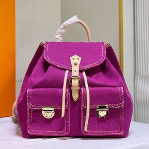 Bolso de diseñador vaquero para hombre, mochila a la moda para mujer, bolso de cuero amarillo con decoloración, bandolera de viaje azul y morado