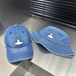 Denim ontwerper emmer hoed voor man vrouw klassiek patroon hoeden sunshade ball cap trend casual merk vier seizoenen buiten petten