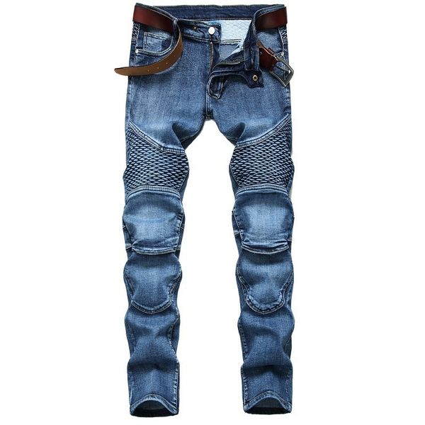 Denim Designer MOTO BIKE Jeans droits pour hommes Taille 28-38 40 42 Automne Printemps HIP HOP Punk Rock Streetwear Trouers 210622
