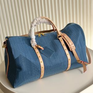 Denim duffle tas reistas bagage designer tas dames schouderhandtassen mode klassieke grote capaciteit bagage baggageren tassen 50 cm