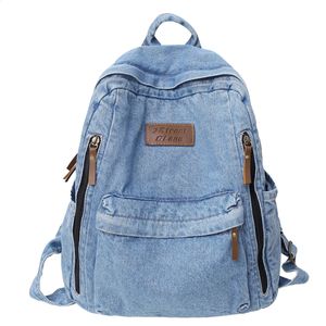 Sac à dos de mode denim pour la tendance scolaire Étudiant jeans sac multiples poches de grande capacité Mochila de Escola Feminina 2023 240329