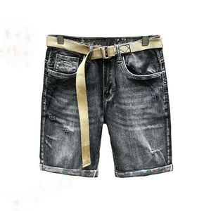 Denim mode été fermeture éclair trou pantalon ajusté Hip Hop hommes Shorts jean Vintage