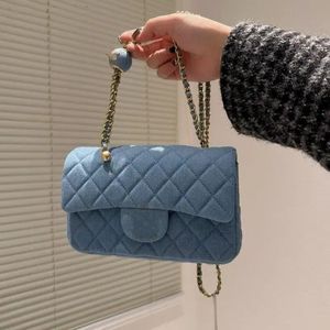 Denim gouden bal dames zak klassieke klep schoudertas mini verstelbare ketting gewatteerde luxe ontwerper crossbody tas fanny pack mini munt tllx