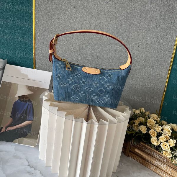 Denim Hobo Hills Pochette Bolso de embrague Francia Marca de lujo L Bordado Lienzo Mini Diseñador Bolso de axila Señora Cuero de vaca Adornos de cuero Bolsos de hombro de alta calidad