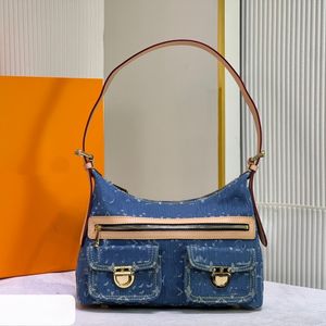 Denim Lingot sac sous les bras Coussin femme sac designer sac lou vitt Sac bandoulière sac à main sac fourre-tout de haute qualité Sac de voyage Sac en cuir de veau grain avec pochette 44464