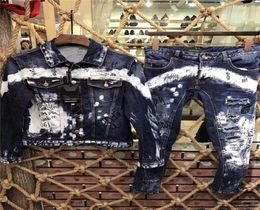 Veste en denim 2019 Men039s Suit en jean à longsièmes de haute qualité Pantalon supérieur en denim Slim 445400862372906