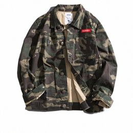 Veste en jean 2021 Automne Hiver Veste d'outillage américaine Marque de streetwear coréen Lâche Camo Adolescents Cowboy Baseball Manteau Hommes Z3u2 #