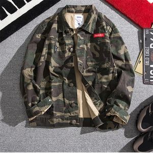 Veste en jean automne hiver outillage américain marque streetwear coréen lâche camouflage adolescents cowboy baseball manteau hommes 240311