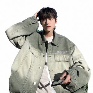 Veste en jean pour hommes coréens lâche tendance étudiant Hg Kg style veste décontractée all-match punk hip hop manteau vêtements mâle femme Q5fr #
