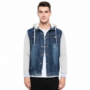 Veste en jean Hommes Jeans à capuche Vestes Hommes Fi Patchwork Sweats à capuche Casual Cowboy Mens Veste Streetwear Vestes et manteaux pour hommes Y3zv #