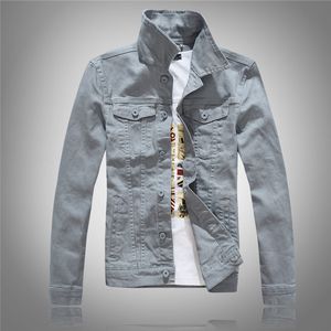 Denim jack Heren Jeansjas Lange mouw Denim Bomberjacks Katoenen kleding Modejassen Streetwear Lente Klassieke Chaqueta Hombre