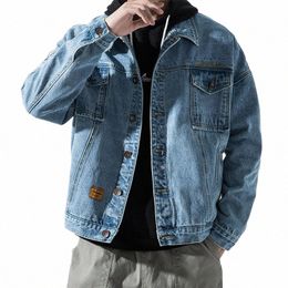 Veste en jean pour hommes, nouvelle veste tendance ample, beau Streetwear japonais, manteaux Cargo, Camoue Stitch Stra, veste en jean Q5PH #