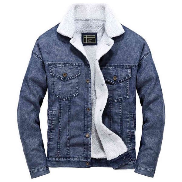 Veste en jean hommes hiver Streetwear mode rabattre col de fourrure coupe-vent Cowboy vestes vêtements d'extérieur pour hommes Hip Hop jean manteau