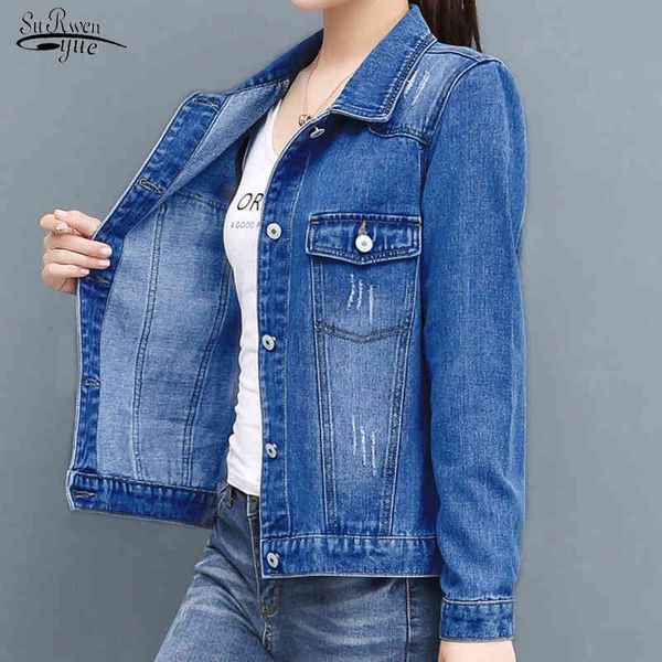 Veste en jean femmes printemps automne court bleu Jean vestes femme manteau mode Scratch Design manteaux hauts 12736 210521