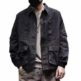 Denim jassen man esthetische cargo jeans jas voor heren kaki vintage uitloper Elatic hoge kwaliteit snel Deery Joker nieuw in Fi j0yz#