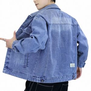 Denim jassen heren blauwe kont brede schouders jeansjas voor heren herfst esthetische wo Y2k casual maat L Vintage Lxury merk 85QG #