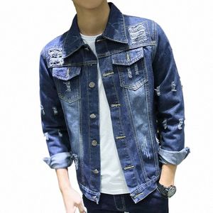 Denim Vestes Homme Bleu au prix le plus bas Jeans Manteau pour hommes avec trou manches larges déchiré de tissu vintage porté bateau libre Y2k Y8gA #