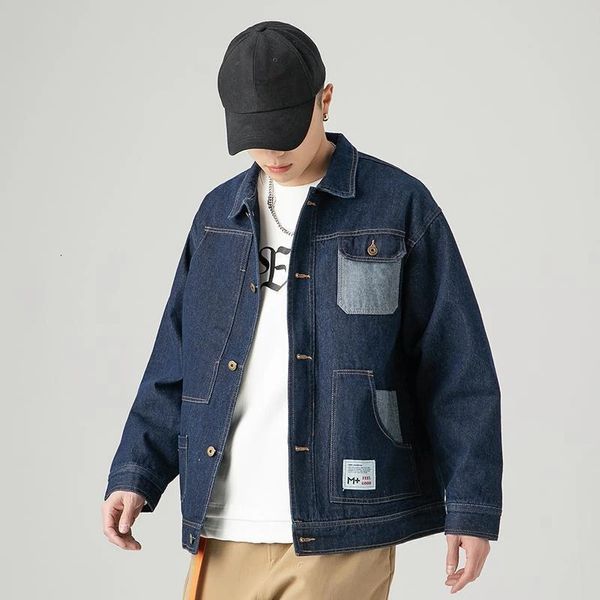 Vestes en jean homme épissé bleu Cargo Jeans manteau pour hommes bouton Lxury corée de tissu au prix le plus bas décontracté taille L G S 240113