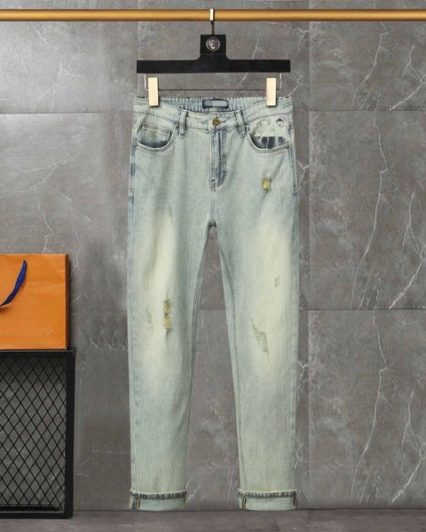 Denim Jean Brand Mens Jeans Luxury Designer Clothing High Street Street Men White Washed Hole Pantal