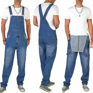 Denim Jeans Heren Overalls 2023 Mannen Zakken Casual Losse Lg Broek Slim Splice Rechte Rompertjes Herfst Plus Size Lg jeans Mannen a1B6 #