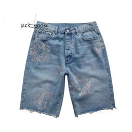 Jeans de mezclilla pantalones cortos de diseño para hombres jean corto para hombres lujo alta qulity agujeros rectos impresos de flores apretadas pantalones de martillo de hip hop de hip hop cland