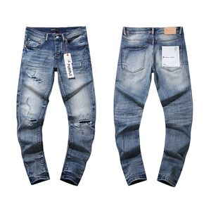 Denim jeans broek knie mager rechte motorfiets trendy lange rechte heren paarse jeans ontwerper Jean Men Women Hole High Street Pants