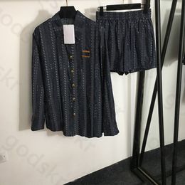 Shorts de veste à repex en denim Femmes à manches longues chemises à manches longues short élastique élastique jean